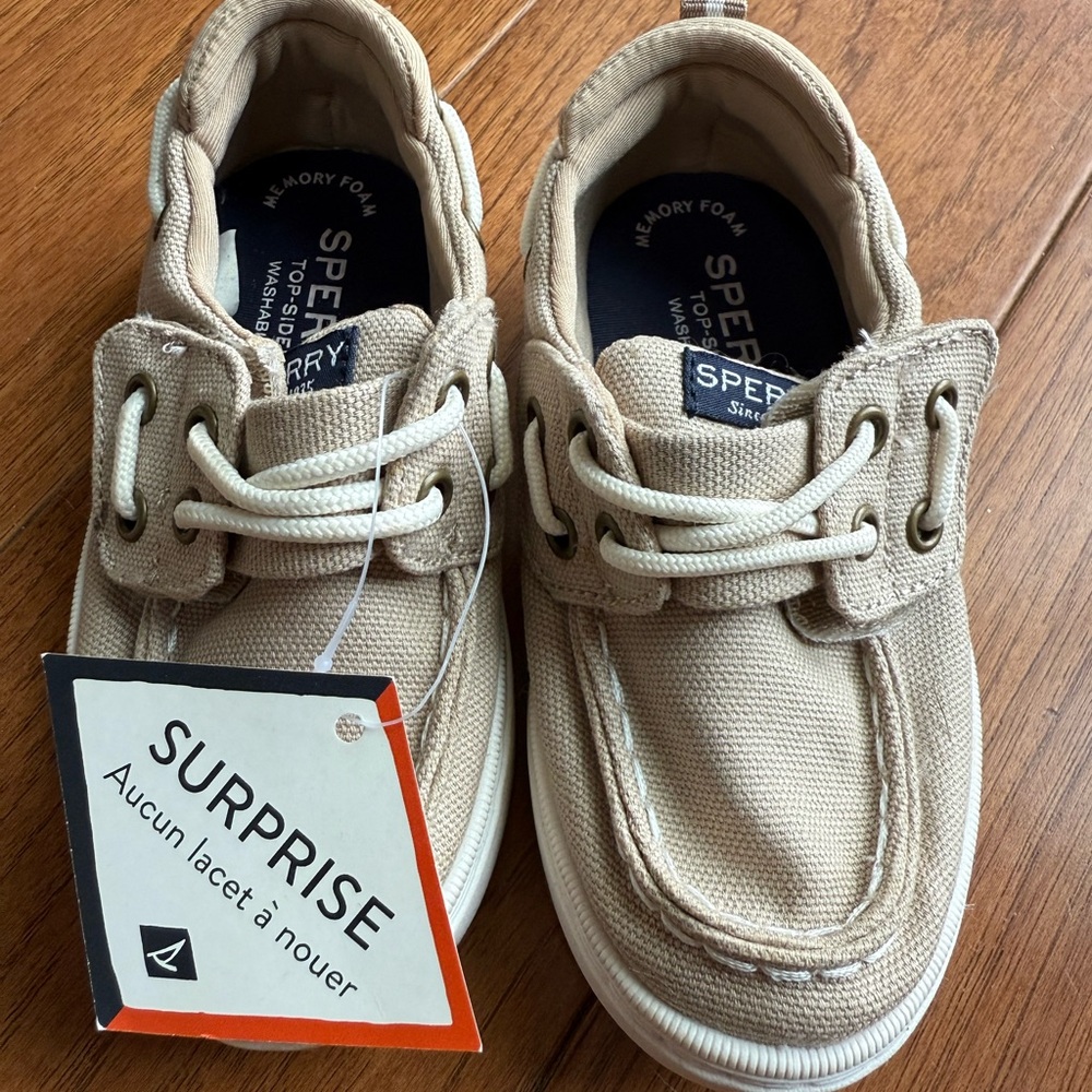 Sperry Sea Ketch Jr Wash Khaki Boat Shoes - Size 7